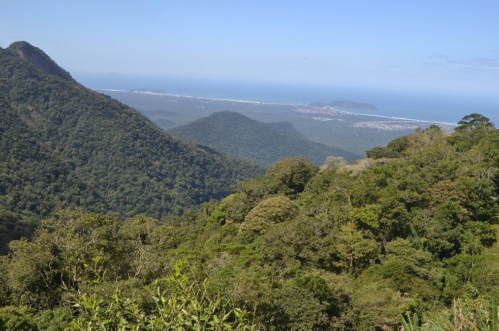 O mar é visto do Parque das Neblinas (SP).